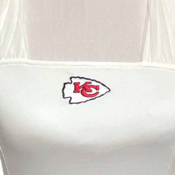 NFL Team Apparel Kansas City Chiefs Mesh Neck Long Sleeve Top White XSmall Large - Picture 3 of 10